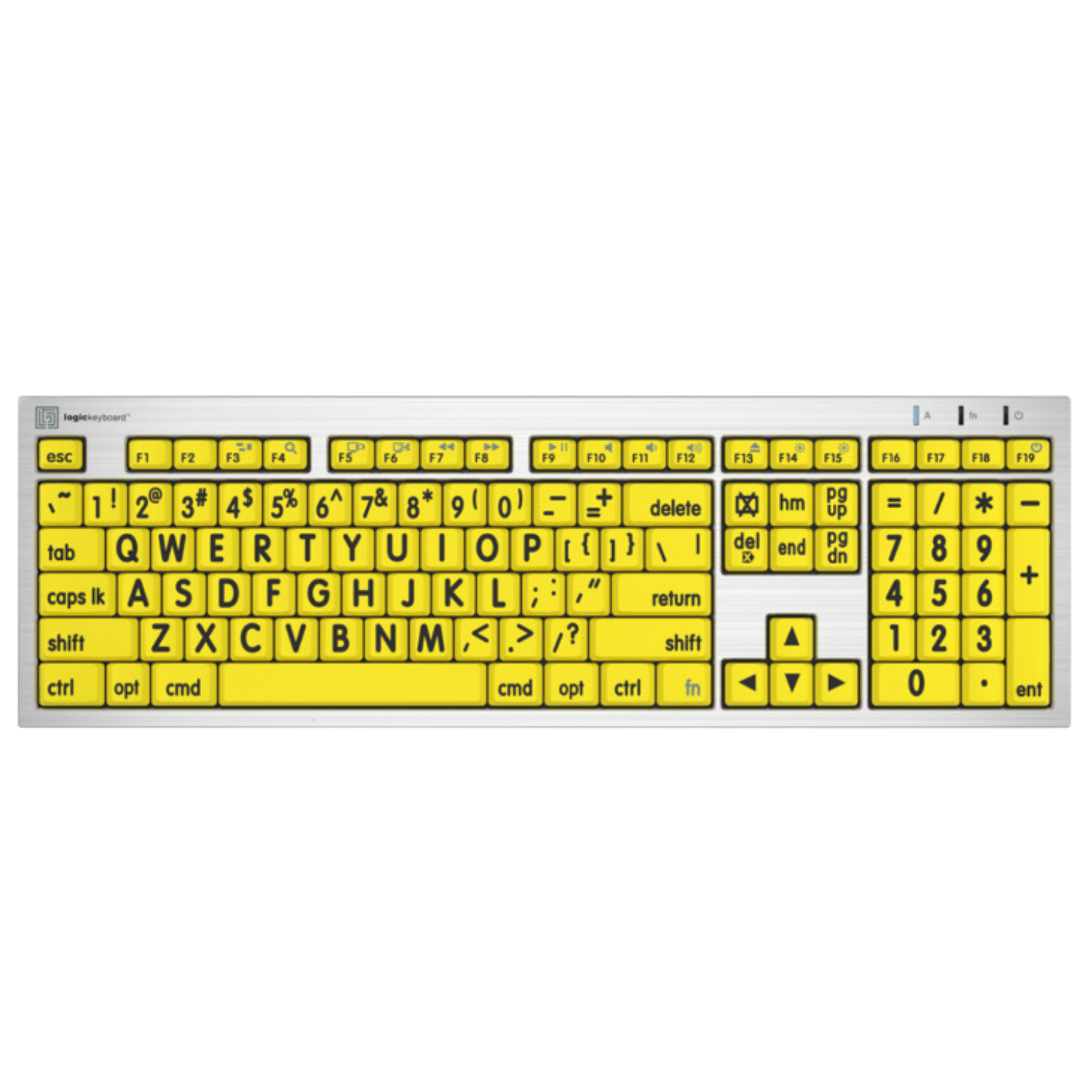 Top of ALBA LargePrint Black on Yellow Keyboard for Mac.