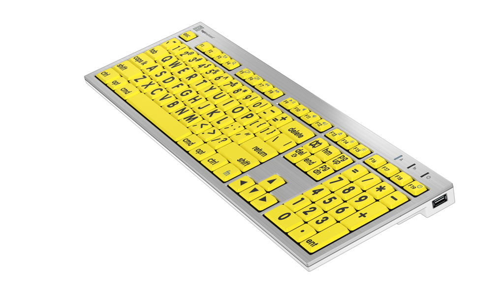 Right side of ALBA LargePrint Black on Yellow Keyboard.