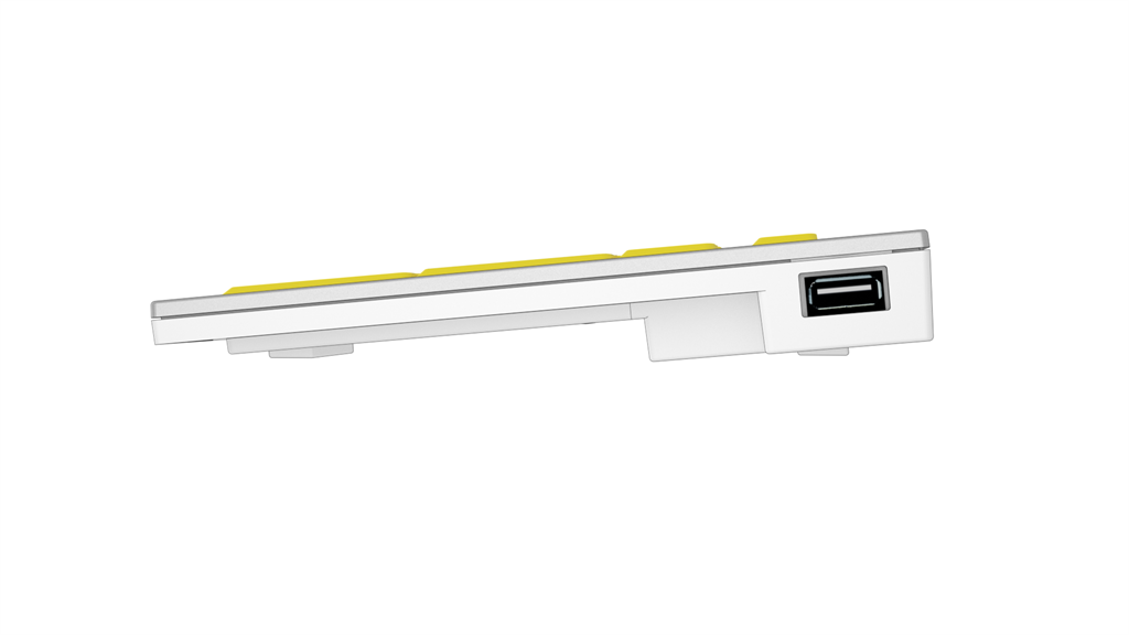 Right side profile of ALBA LargePrint Black on Yellow Keyboard from LogicKeyboard.