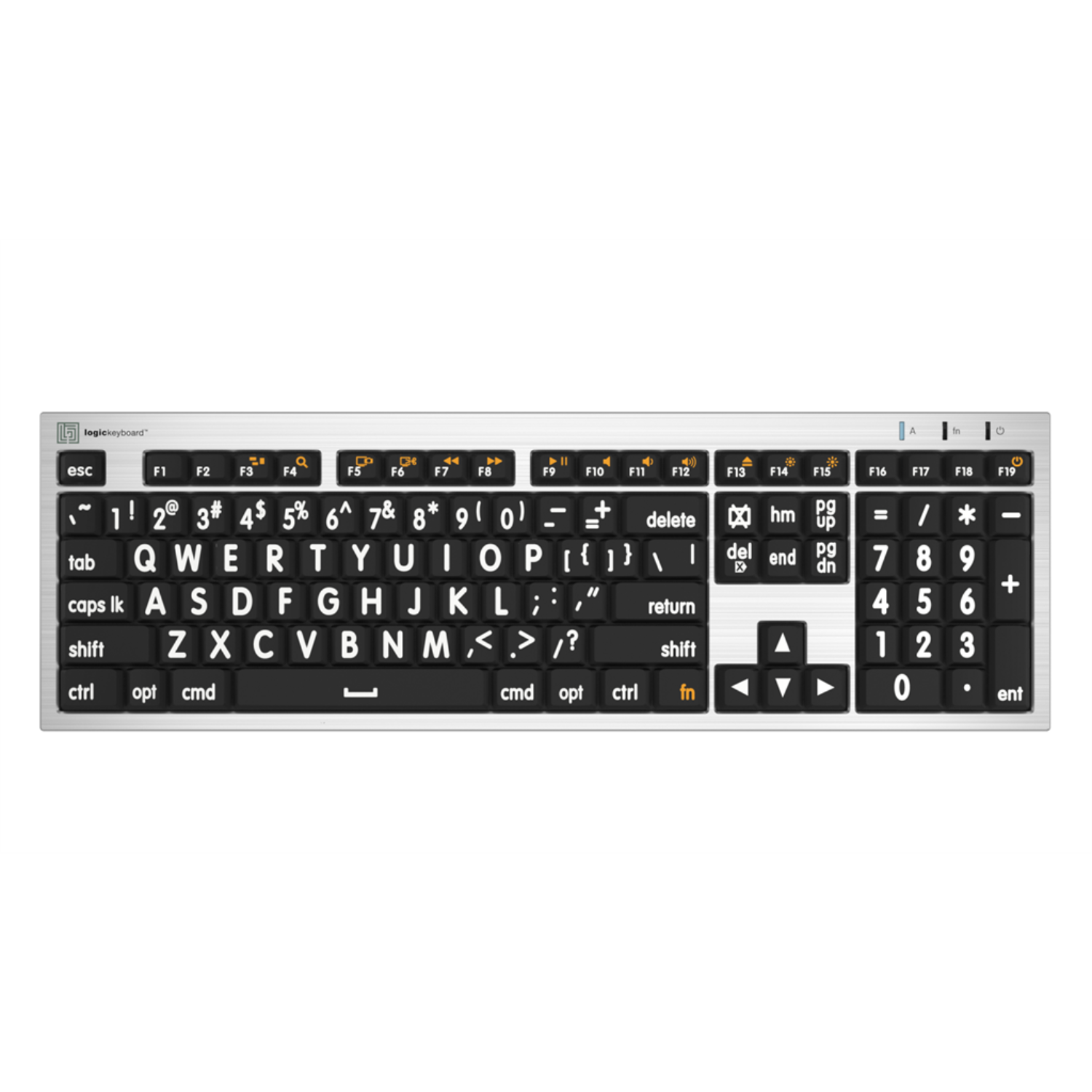 LogicKeyboard ALBA LargePrint White on Black keyboard for Mac.