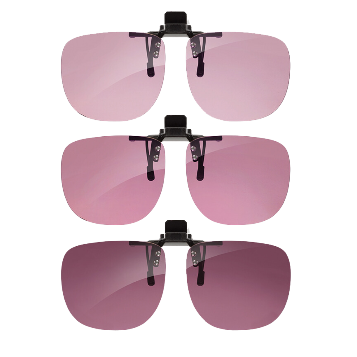 25%, 50%, and 75% Rose tint options for Acunis Clip-on FL-41 lenses.