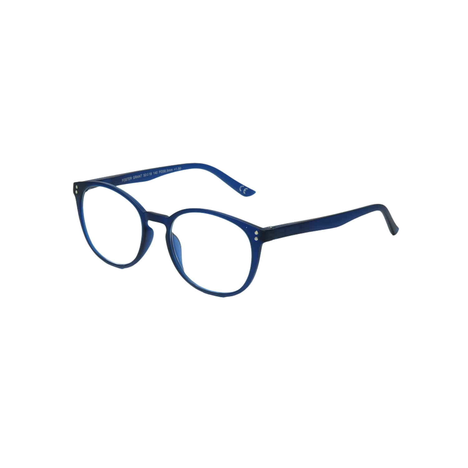 Joey navy blue light blocking glasses with clear lenses.