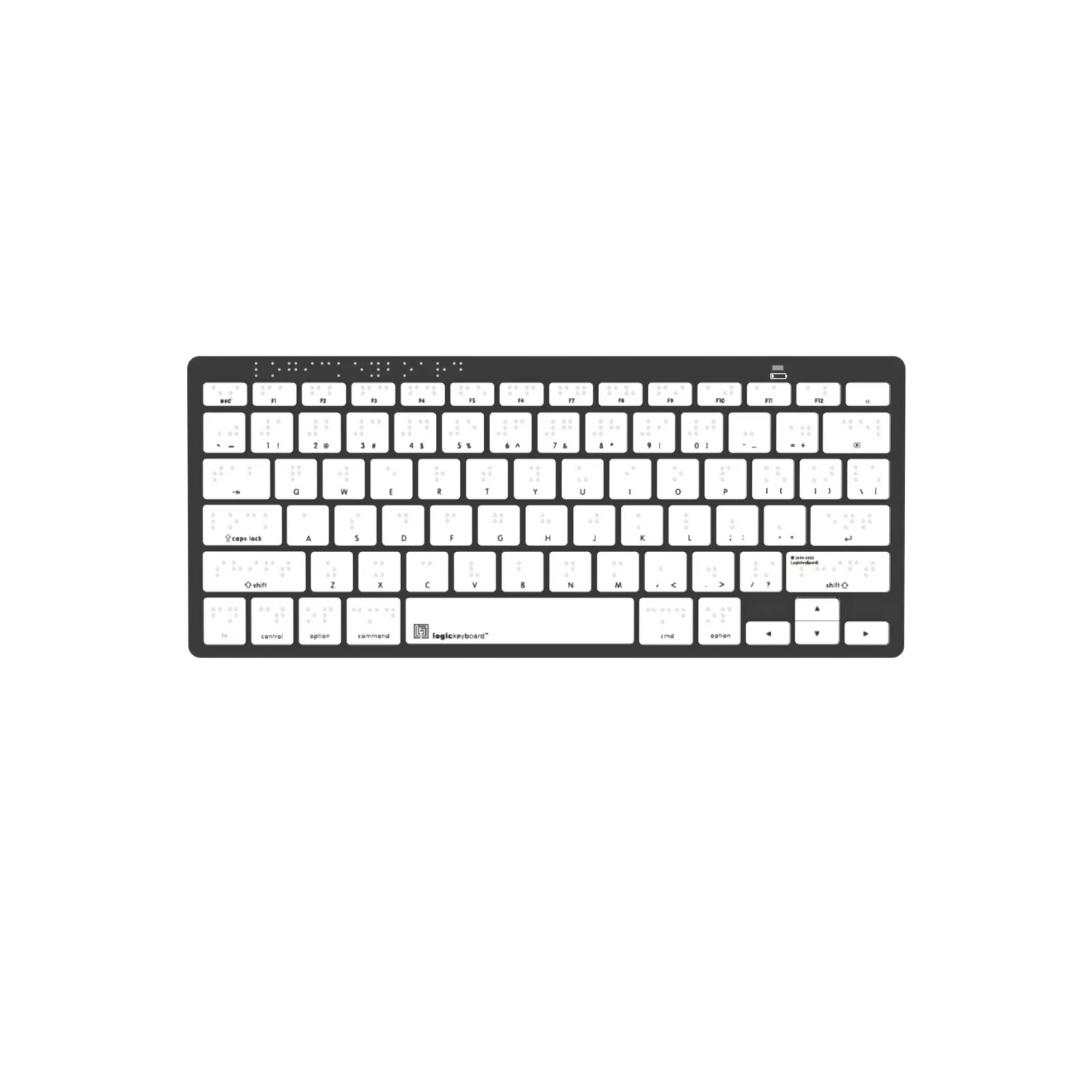 Top of Braille Bluetooth mini keyboard for PC.