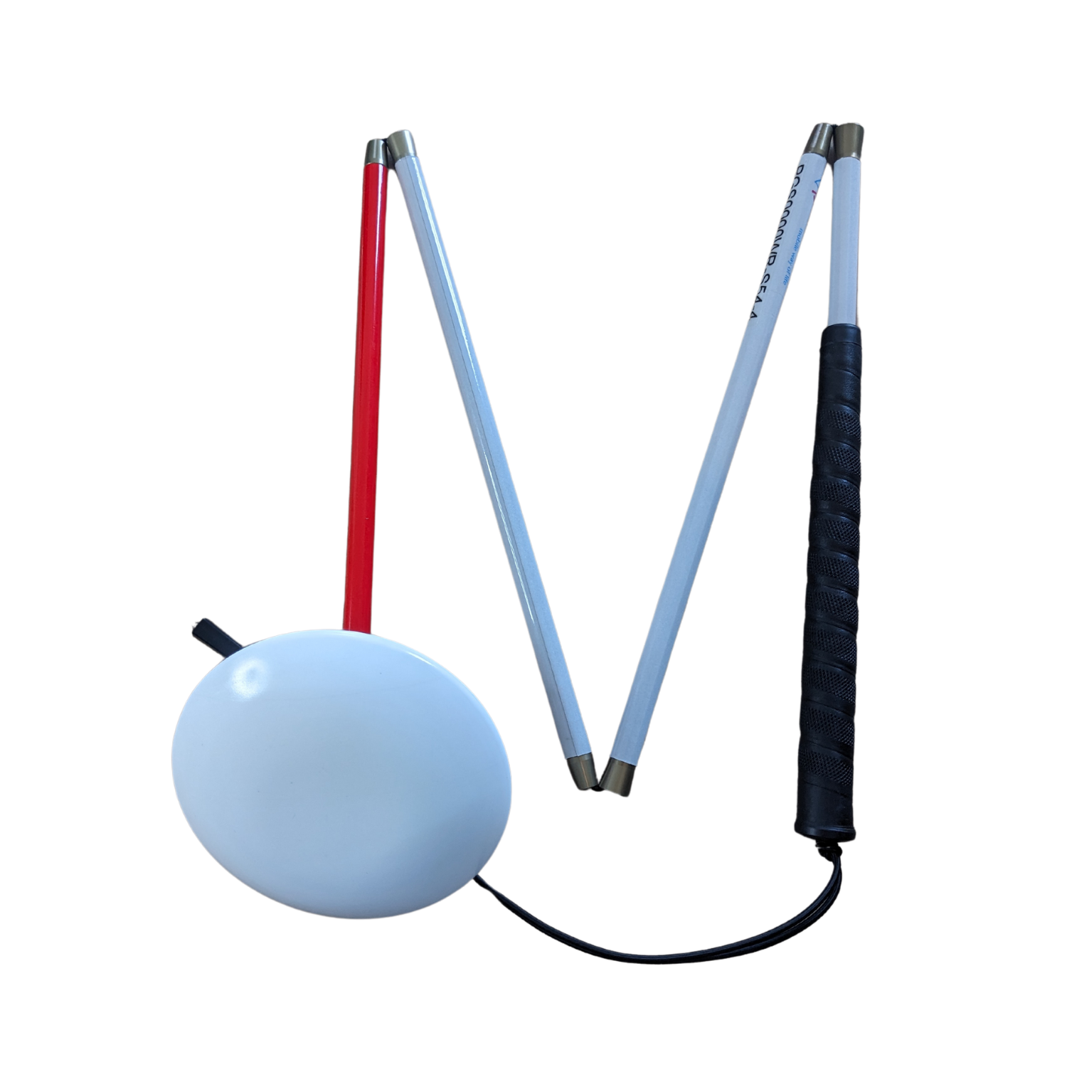 Graphite mobility white cane with the dakota disk tip.