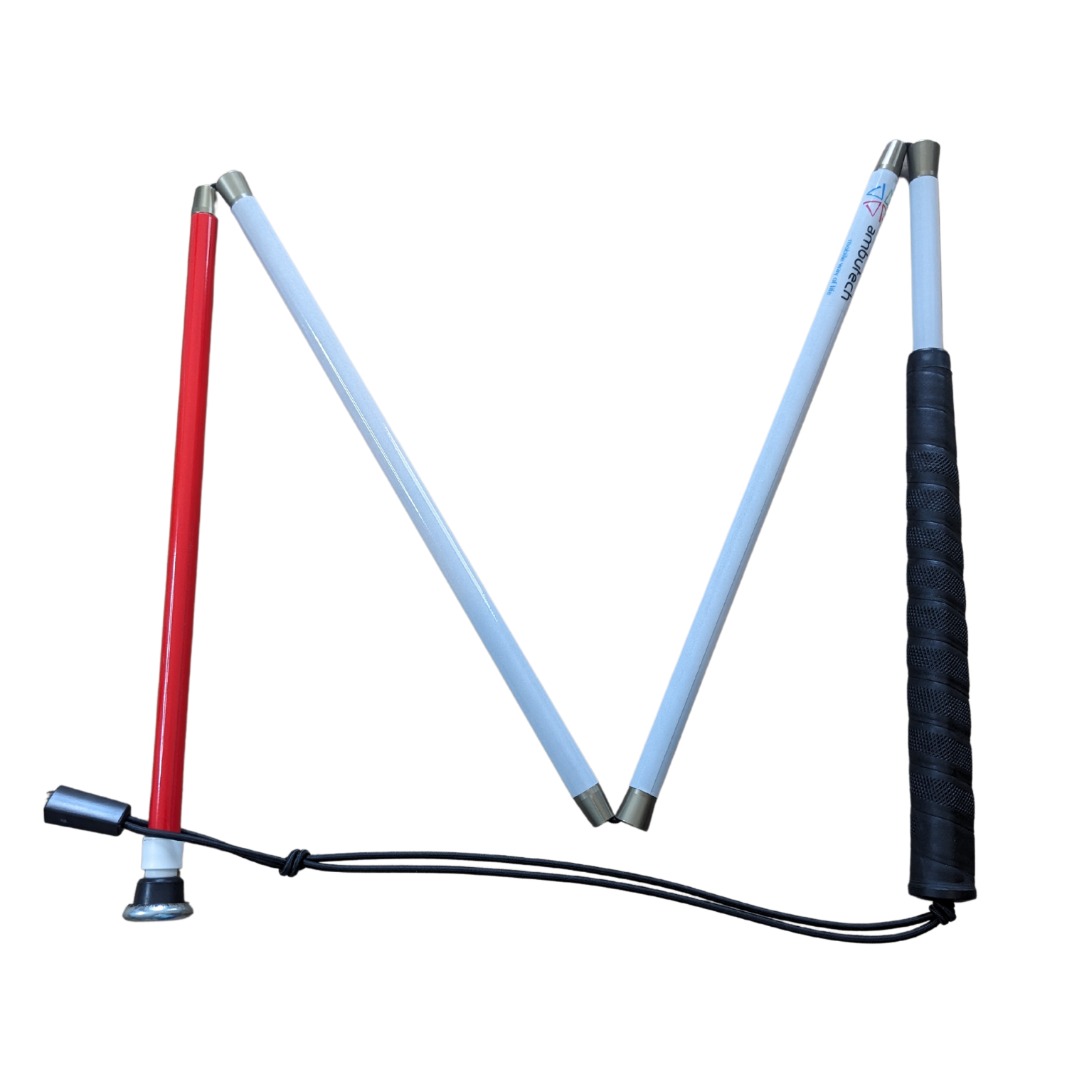 Folding Graphite Mobility Cane with Metal Glide disk top.