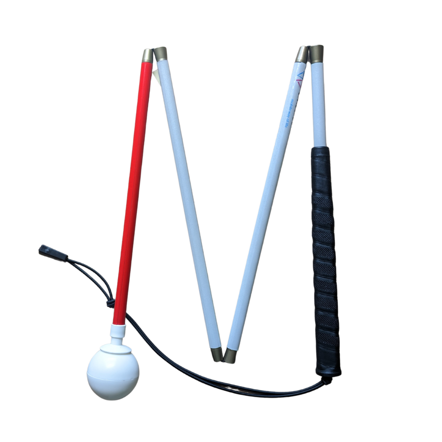 Graphite mobility cane from Ambutech with white roller ball tip