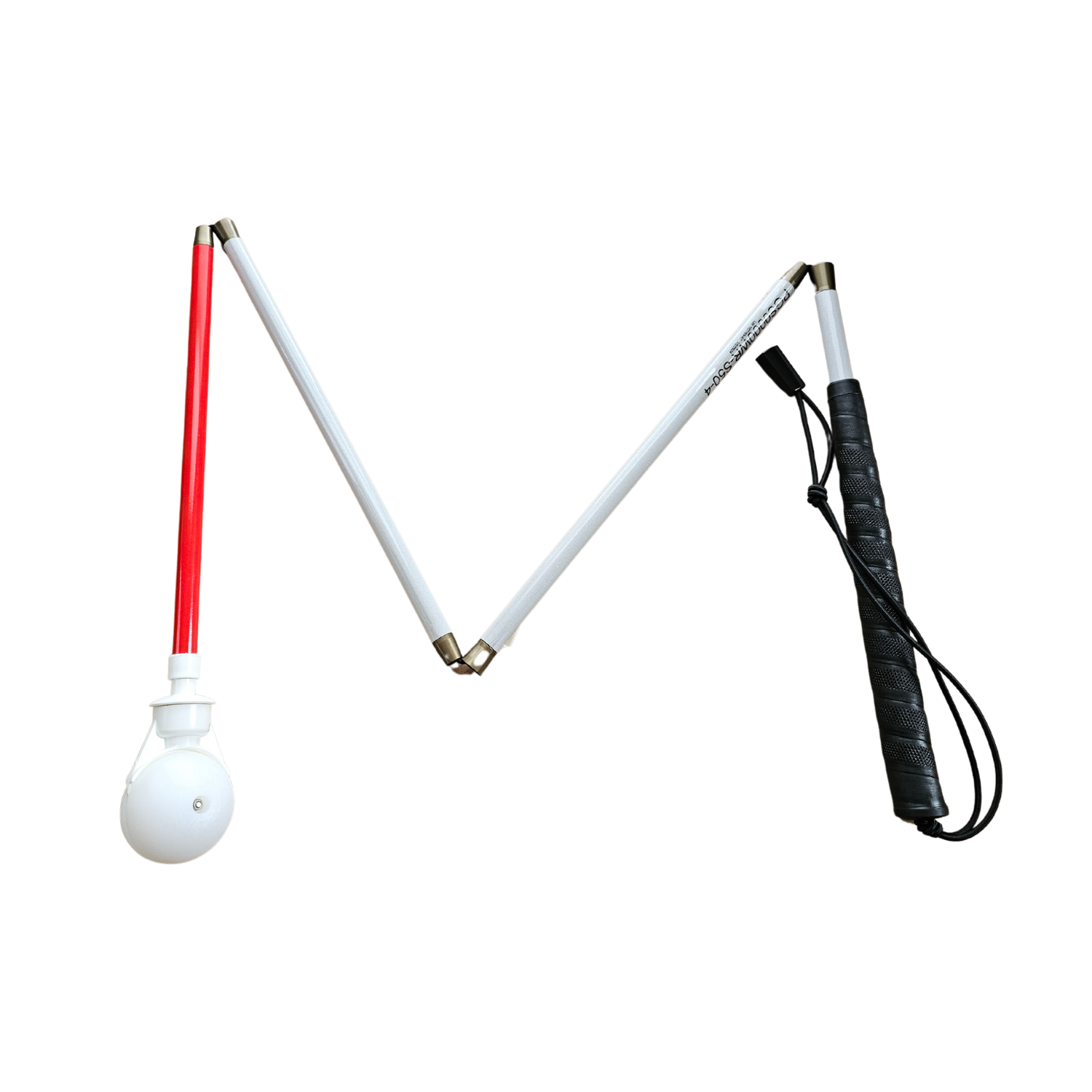 Graphite folding white cane with Pathfinder 360 roller ball tip