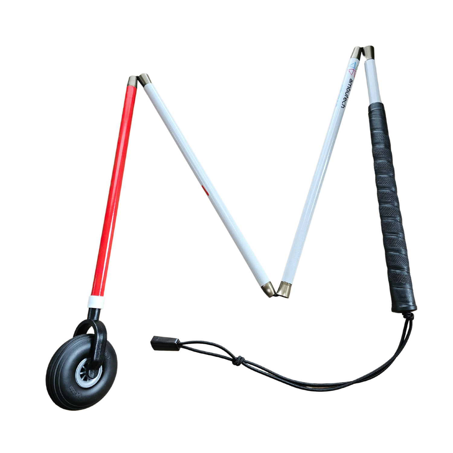 Graphite Mobility Cane with Rover Free Wheeling Tip.