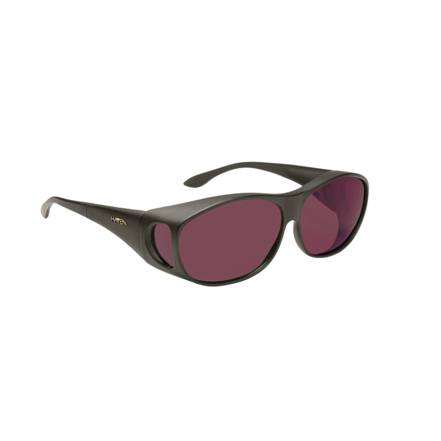 Meridian FL-41 Glases with  medium black frames and dark rose tint.