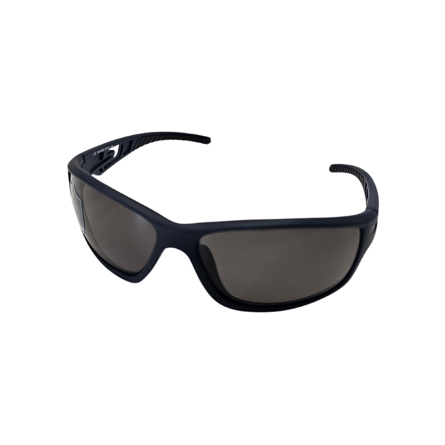 Left angle of FS4 Migraine Glasses with Dark Blue frames and Dark Rose lenses.