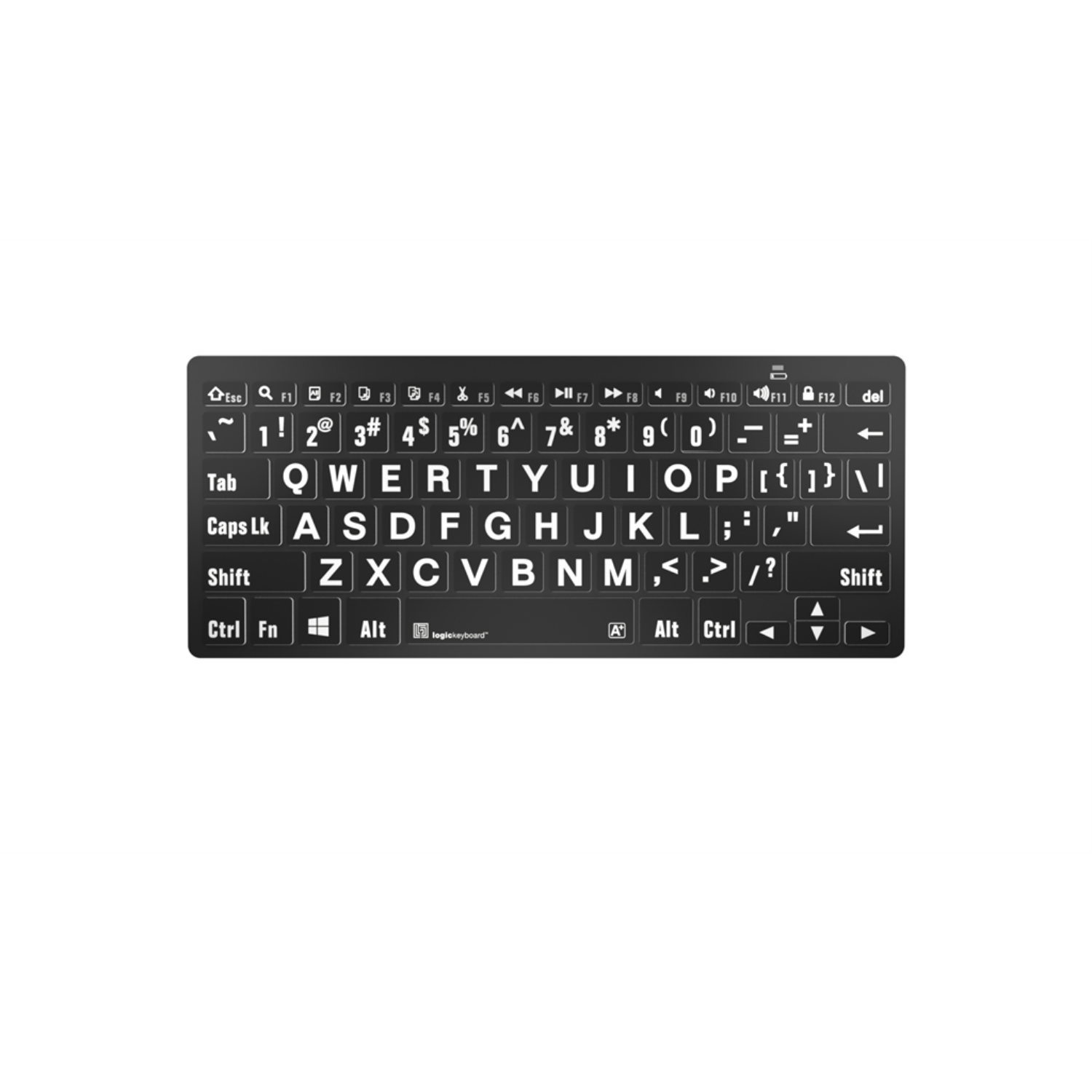 LargePrint Mini Bluetooth White on Black Keyboard for PC.