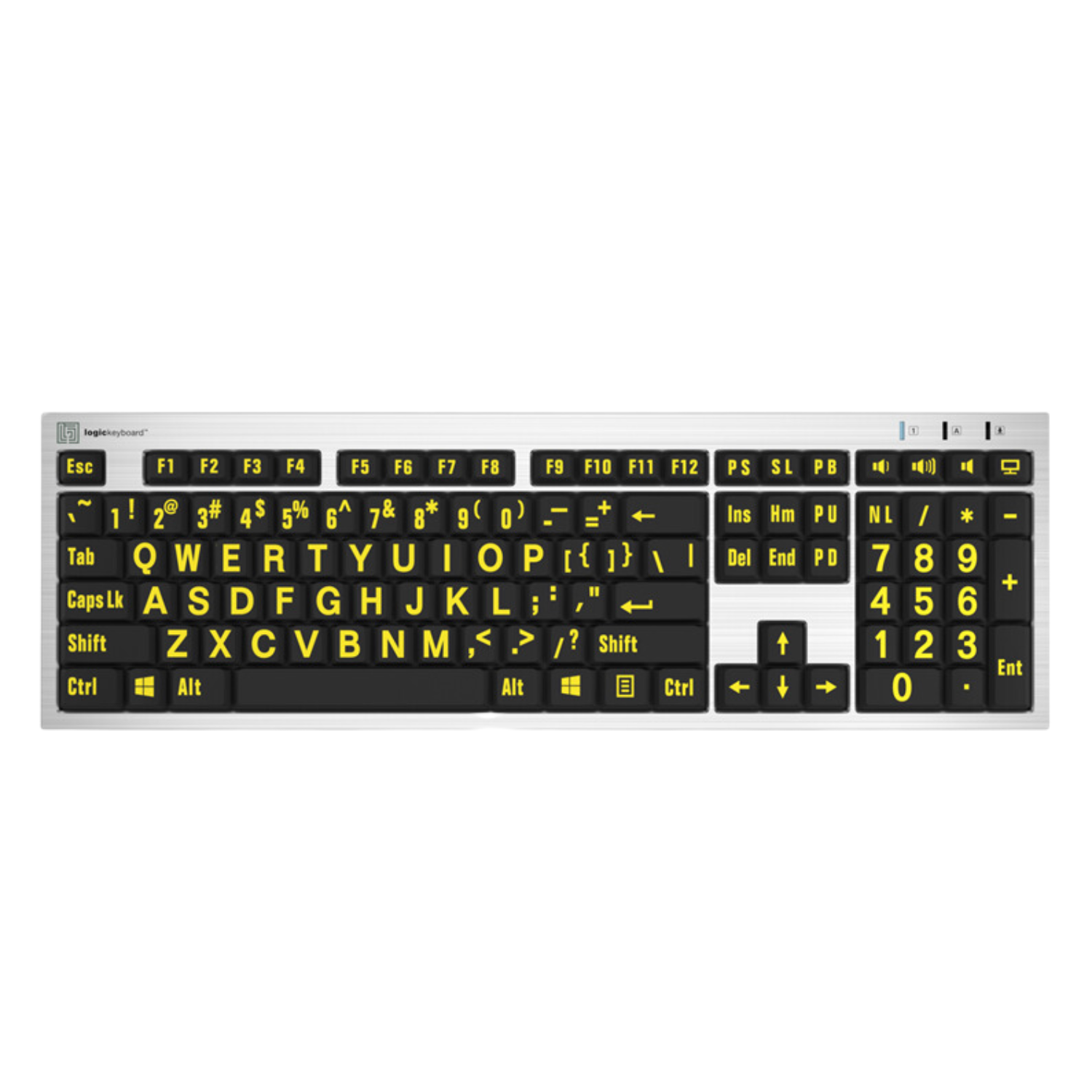 Top of LargePrint Yellow on Black Slimline Keyboard from LogicKeyboard