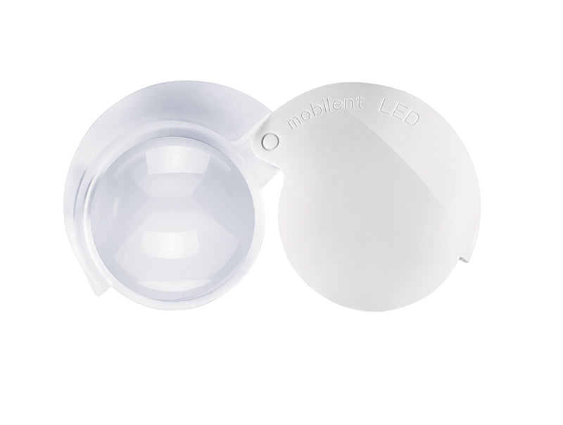 Side of Mobilent LED folding pocket magnifier.