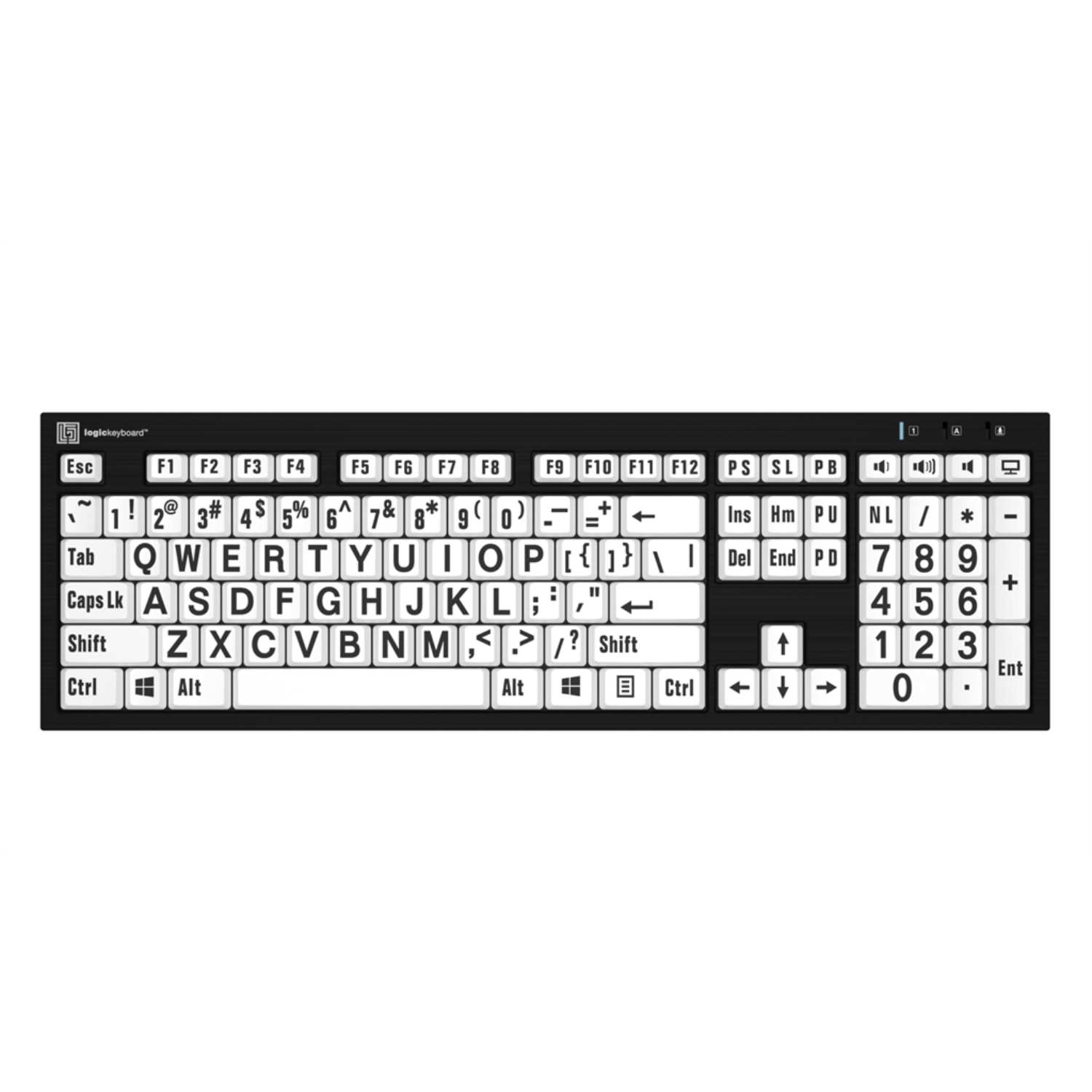 Nero LargePrint Slimline Black on White PC Keyboard.
