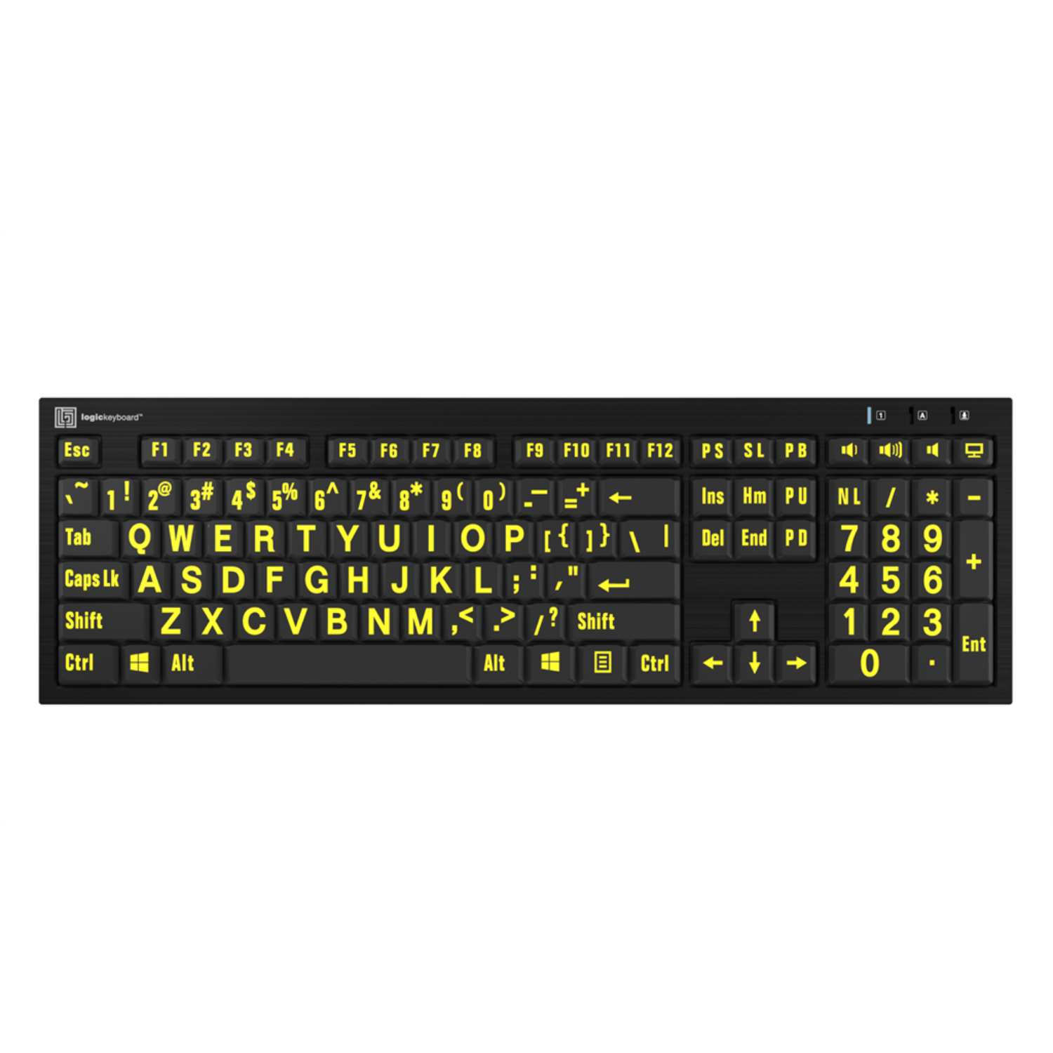 Nero LargePrint Slimline Yellow on Black Keyboard  for PC from LogicKeyboard.