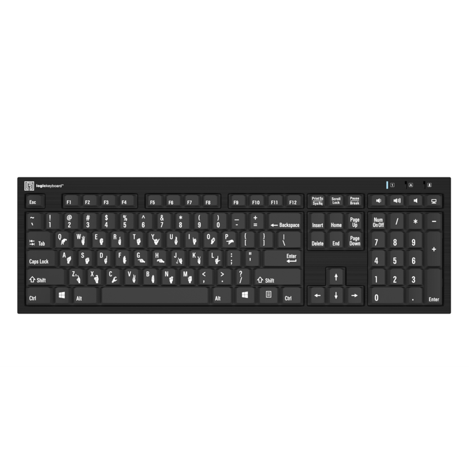 Nero Slimline Hand Sign Learning PC sign language keyboard from LogicKeyboard.
