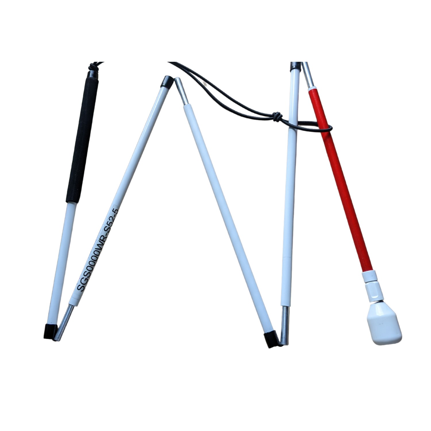 White Slimline ID cane from Ambutech with non-roller marshmallow tip