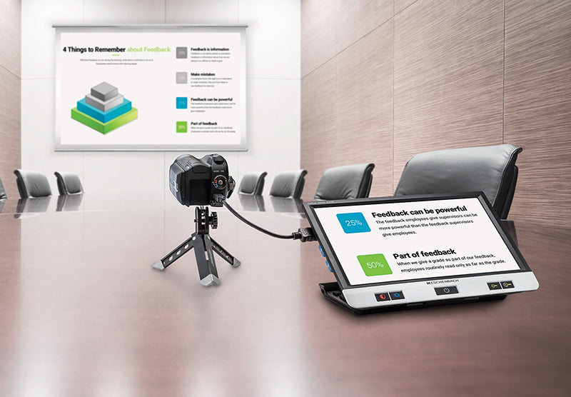 Visolux Digital XL FHD 12" video magnifier attached to an external camera