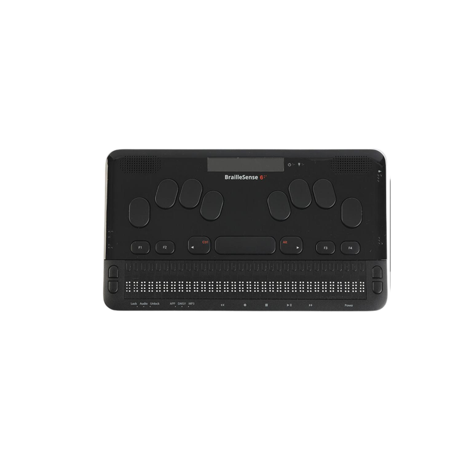 BrailleSense 6 braille dispay and notetaker from above.