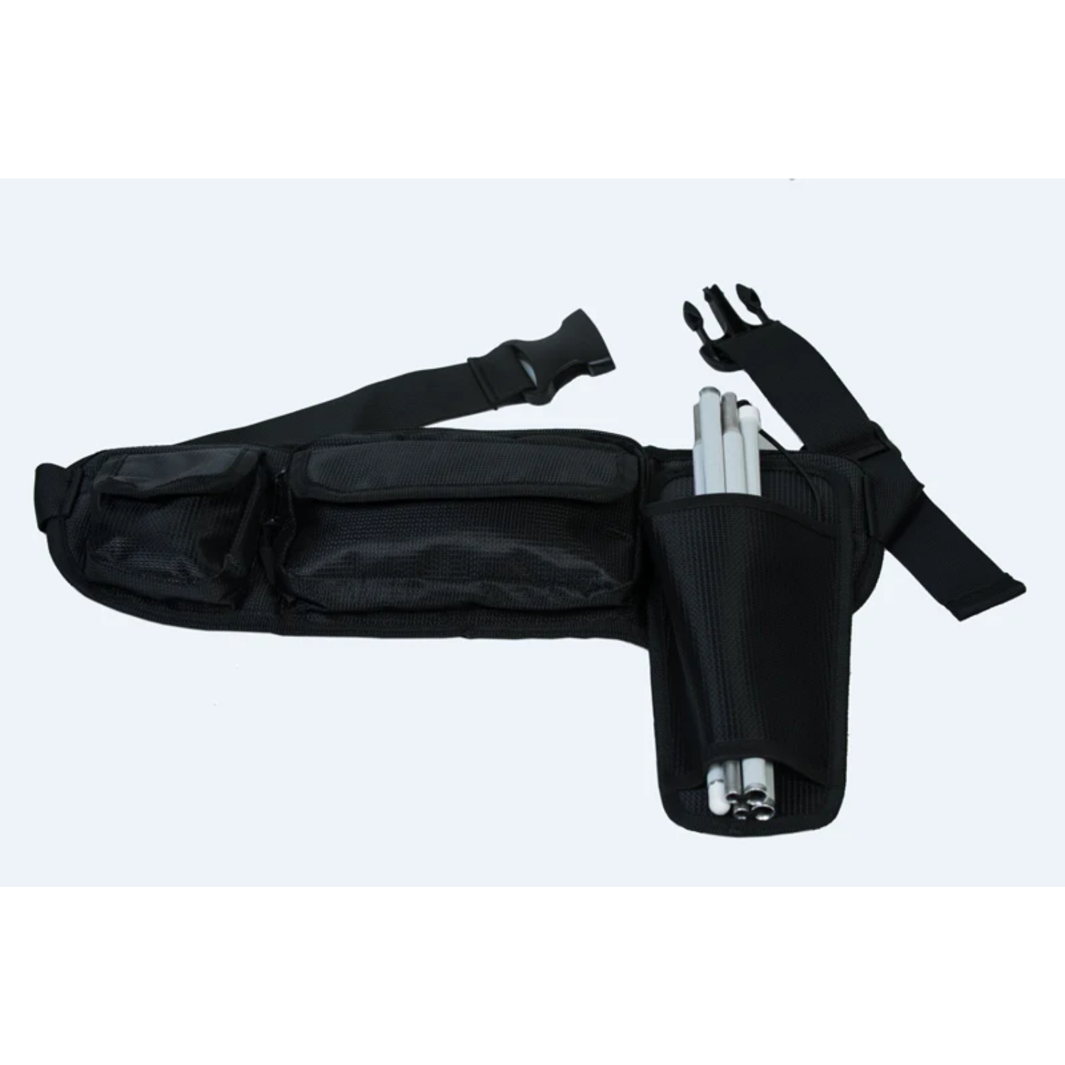 Black mobility cane holster with a belt from Ambutech