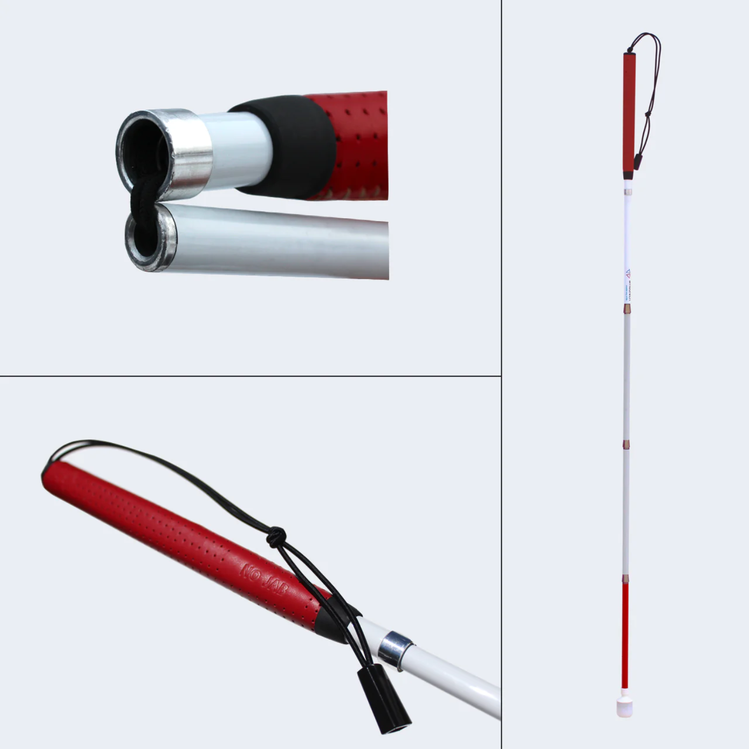 No-Jab Premium Folding Mobility Cane with Roller Marshmallow Tip