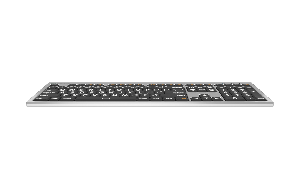 Image showing front edge of the LogicKeyboard ALBA LargePrint White on Black Keyboard - Mac
