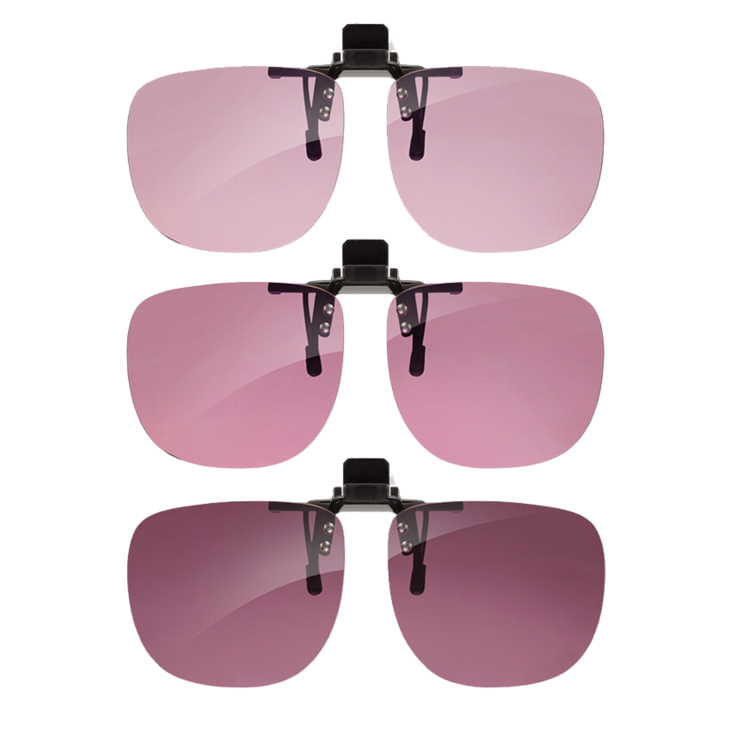 Image showing the 25%, 50%, and 75% Rose tint options for Eschenbach's Clip-on FL-41 lenses.