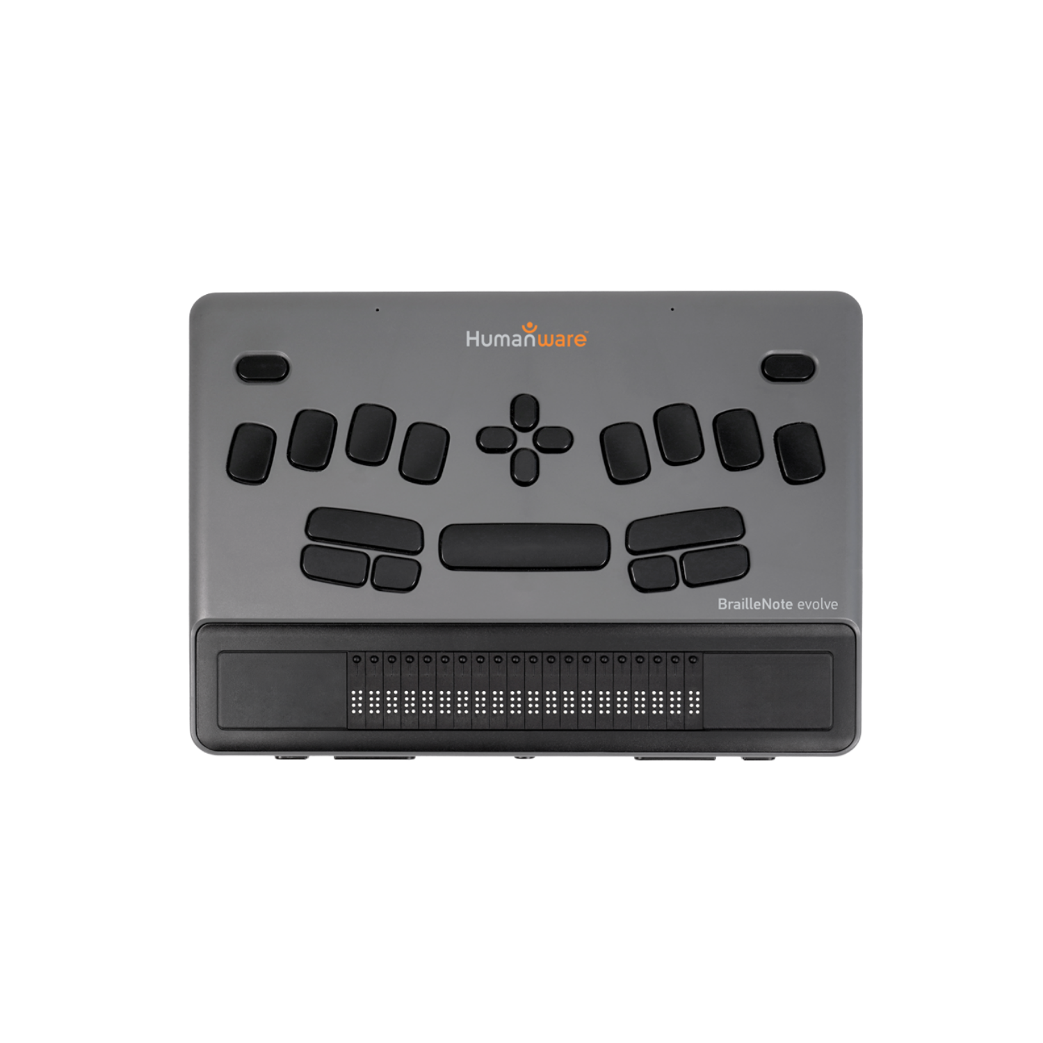 Button layout of the BrailleNote Evolve.