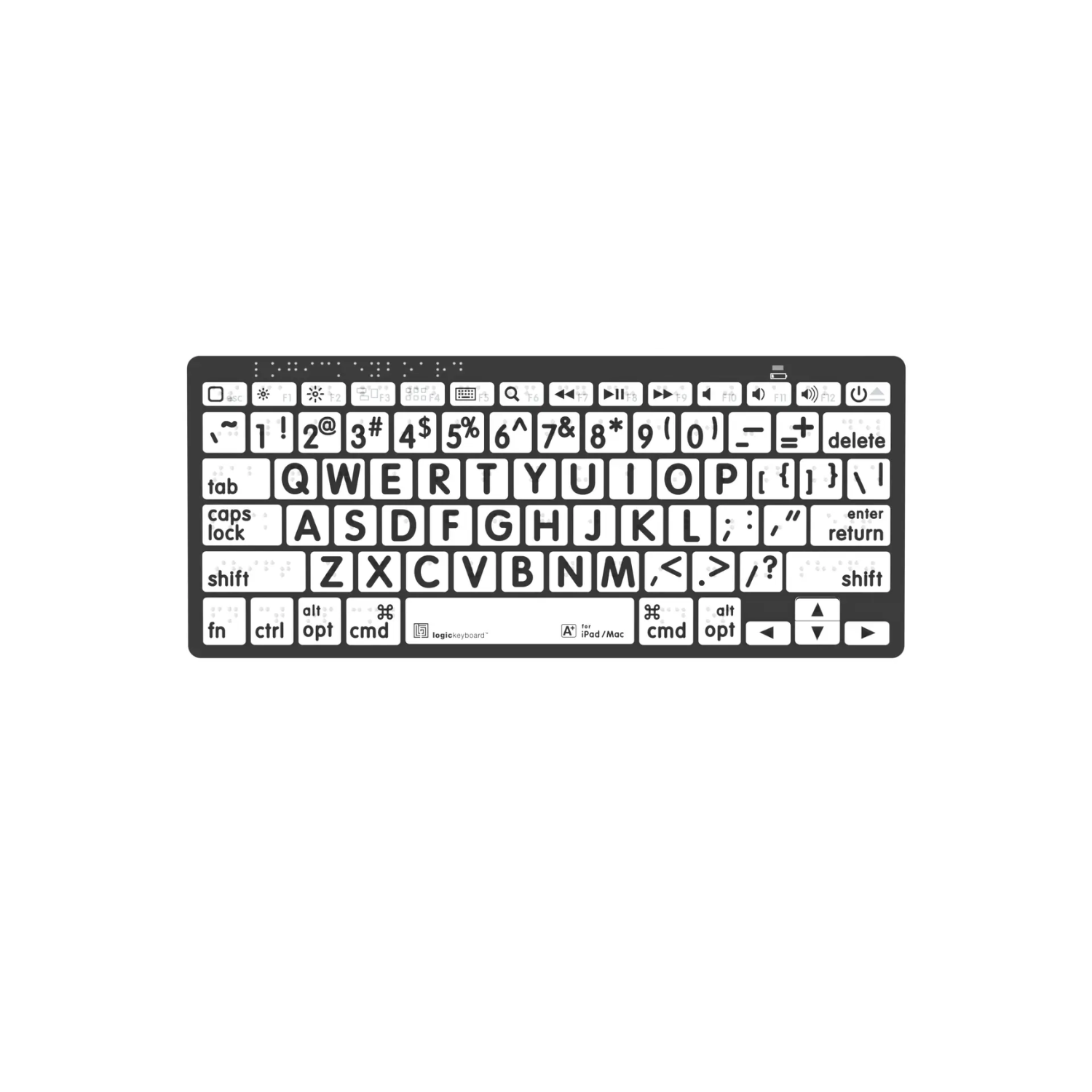 Image of the Braille & LargePrint Black on White Bluetooth Keyboard for Mac from LogicKeyboard