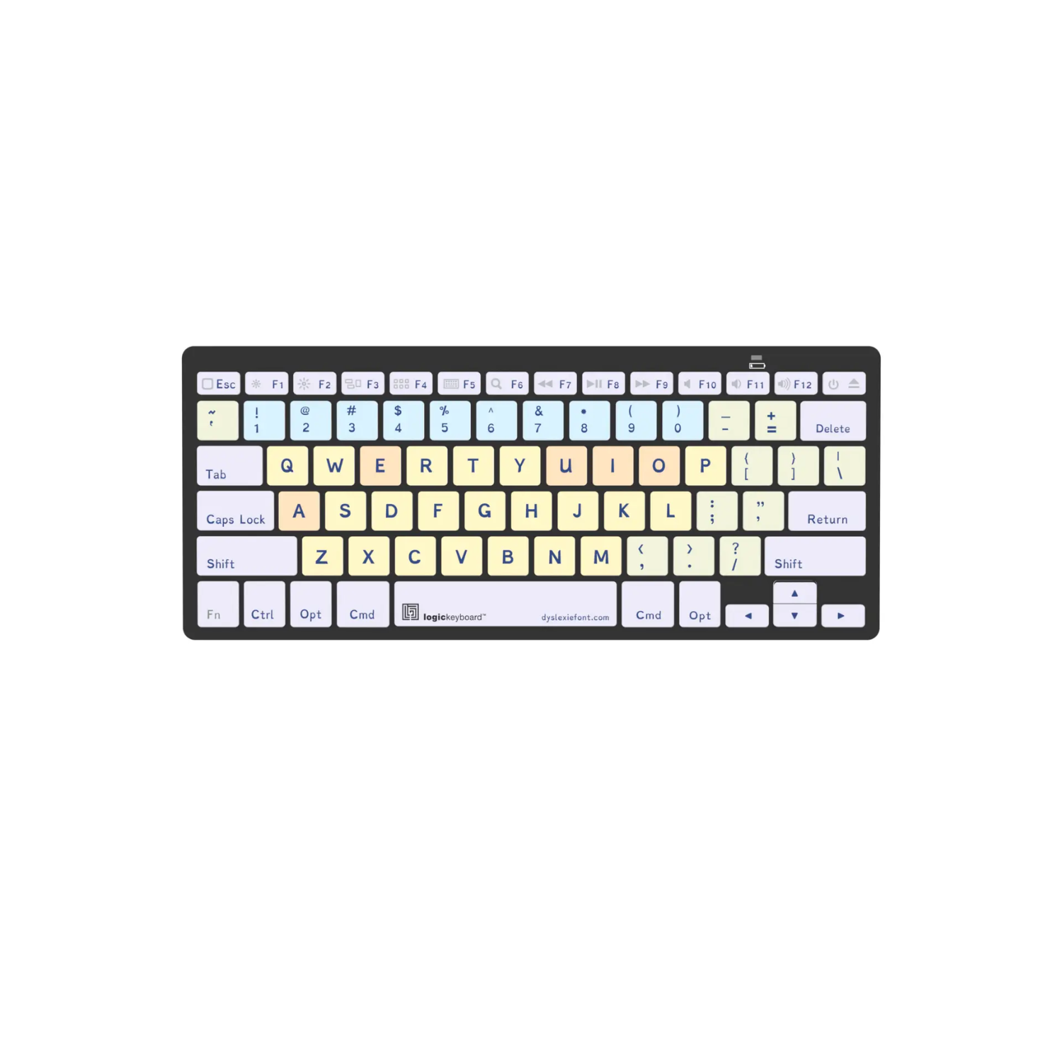 Image of the Dyslexie Mini Bluetooth Keyboard LogicKeyboard dyslexia keyboard for Mac.