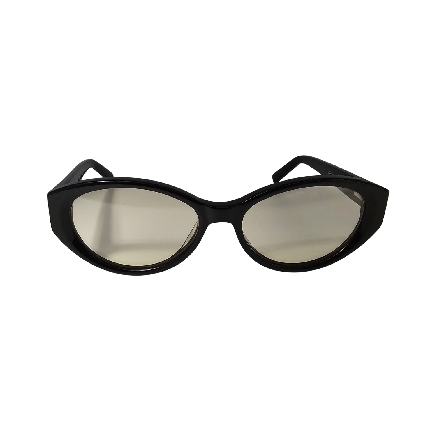 Front of FR5 night driving glasses with black frames and light yellow tint.