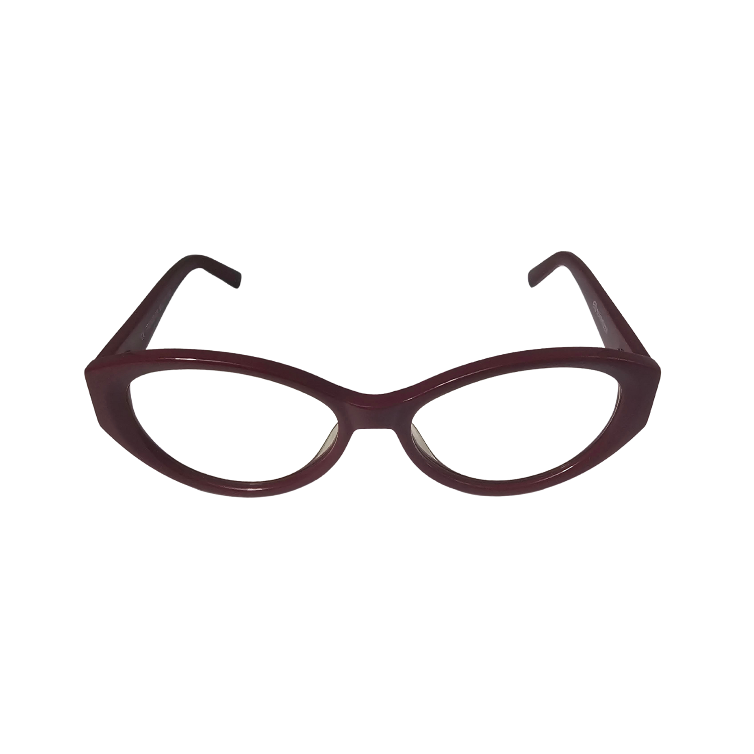 Front of FR5 women's red frames with light yellow tint.