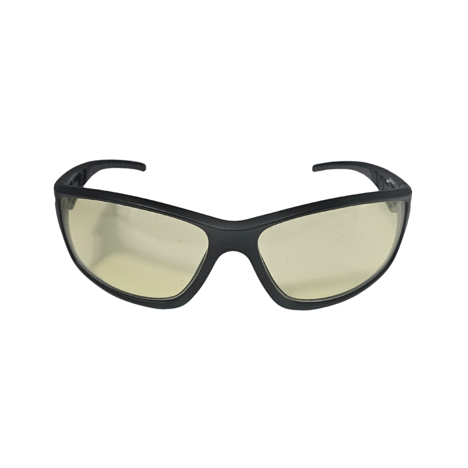 Front of Schweizer FS4 night driving glasses with black frames.