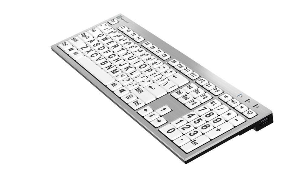 LargePrint Black on White Slimline PC Keyboard - Enhanced Visibility