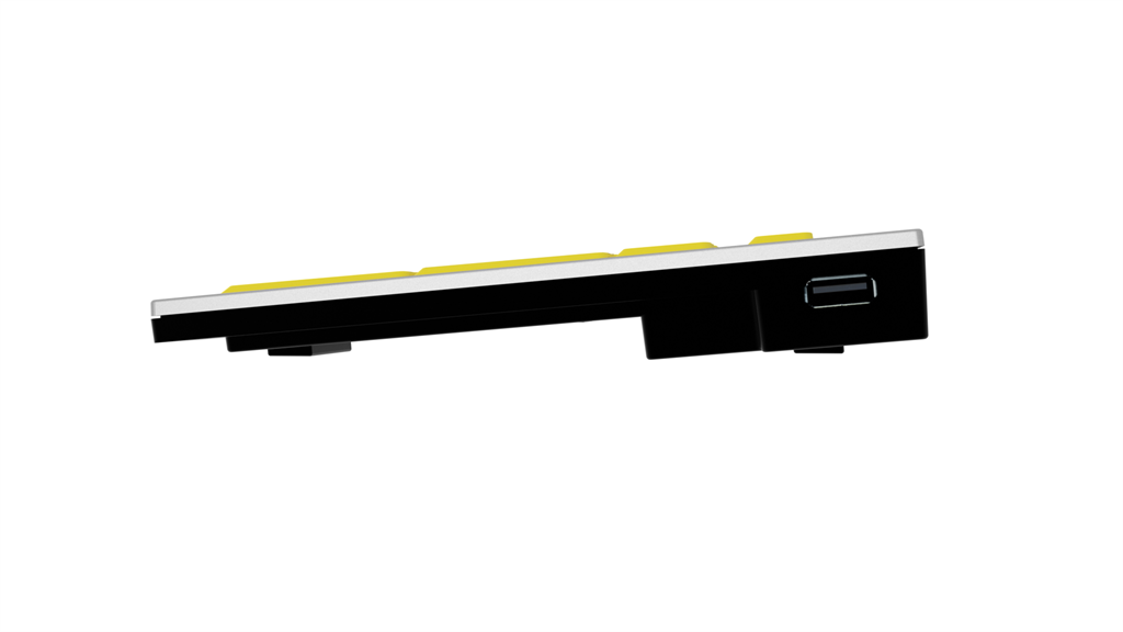 Image of the side profile of the LargePrint black on yellow slimline keyboard from LogicKeyboard