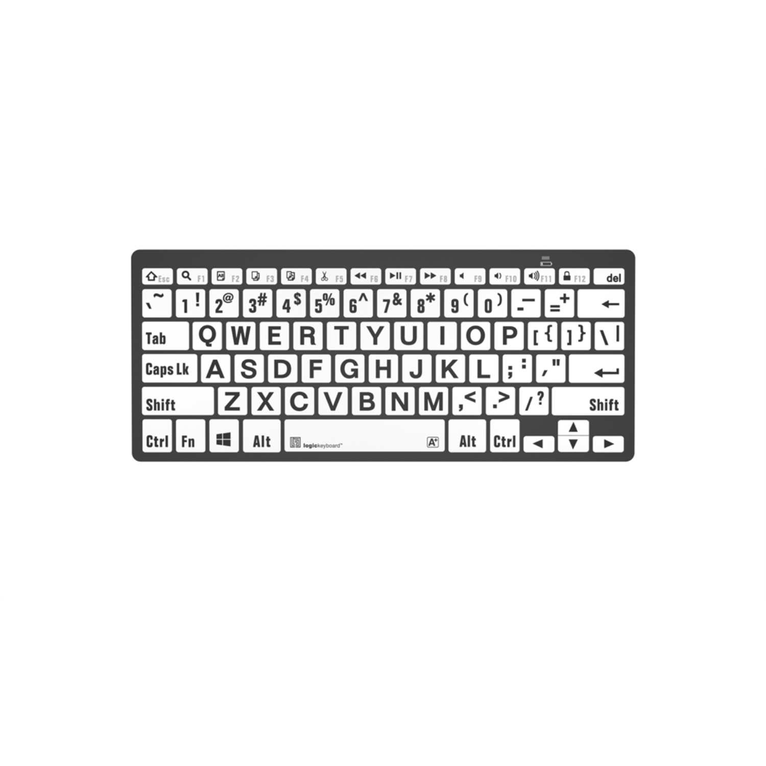 Image of the LogicKeyboard LargePrint Mini Bluetooth Black on White PC Keyboard.
