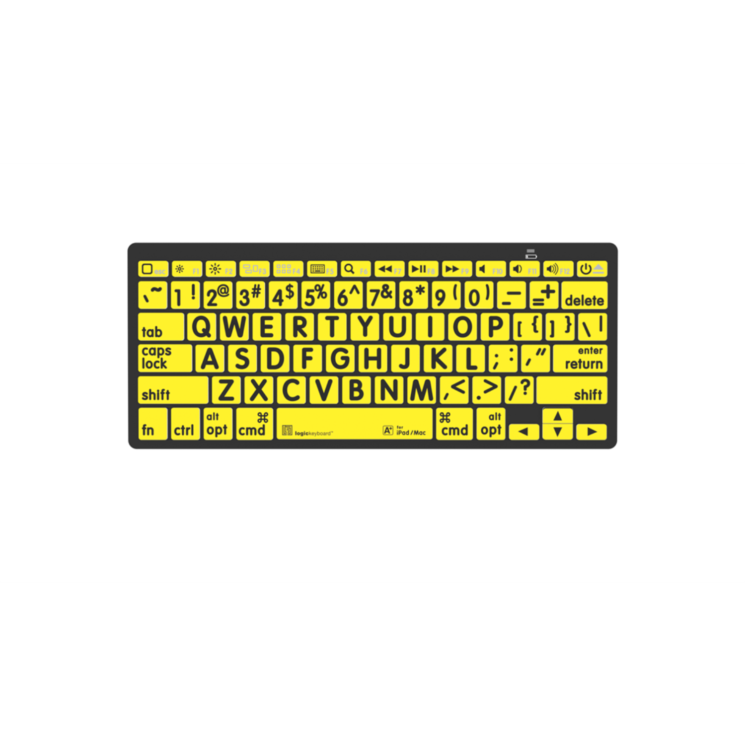 Image of the LargePrint Mini Bluetooth Black on Yellow Keyboard for Mac from LogicKeyboard.