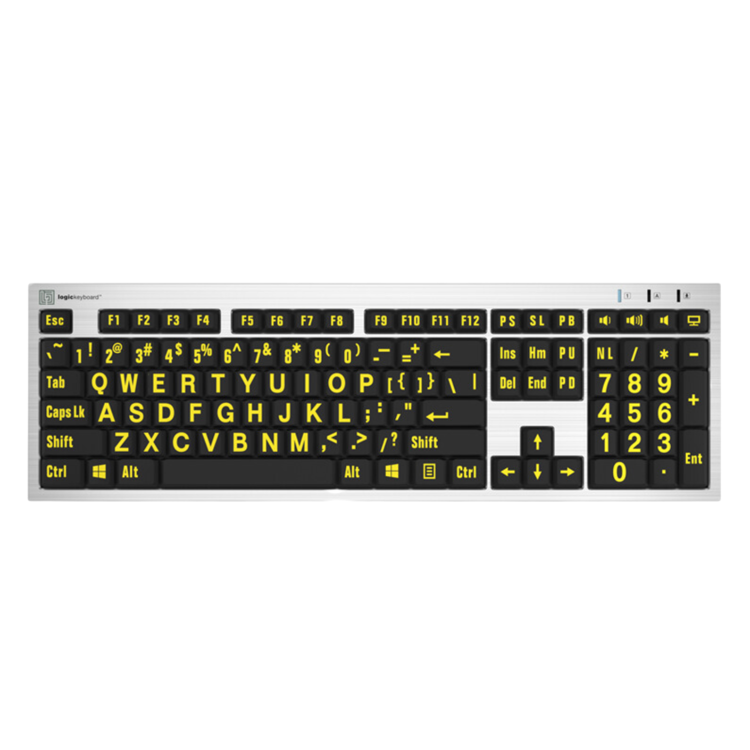 Image of the LargePrint Yellow on Black Slimline Keyboard from LogicKeyboard