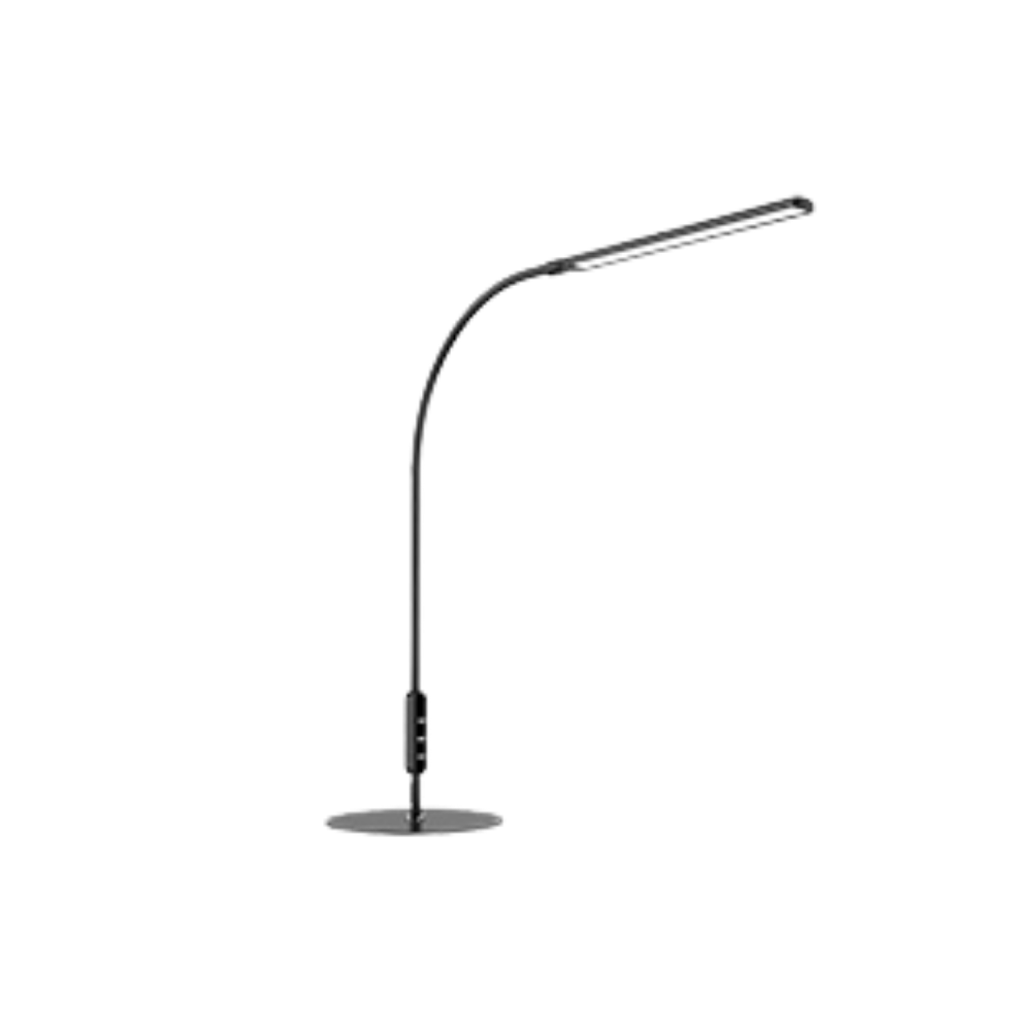 Modern design black desk lamp with 27 inch gooseneck and 90 LEDs on a white background
