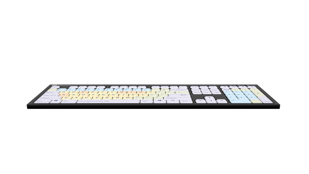Front edge image of the LogicKeyboard Nero Dyslexie Slimline dyslexia keyboard for PC.