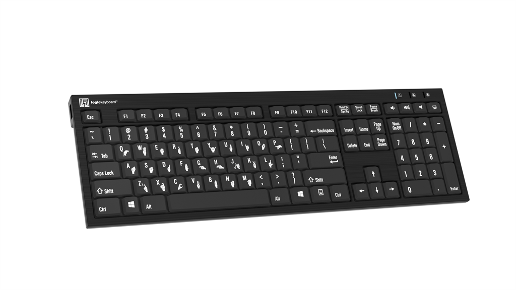 Small Sign Keyboard Nero Slimline Hand Sign Learning Keyboard for PC - Sign Language