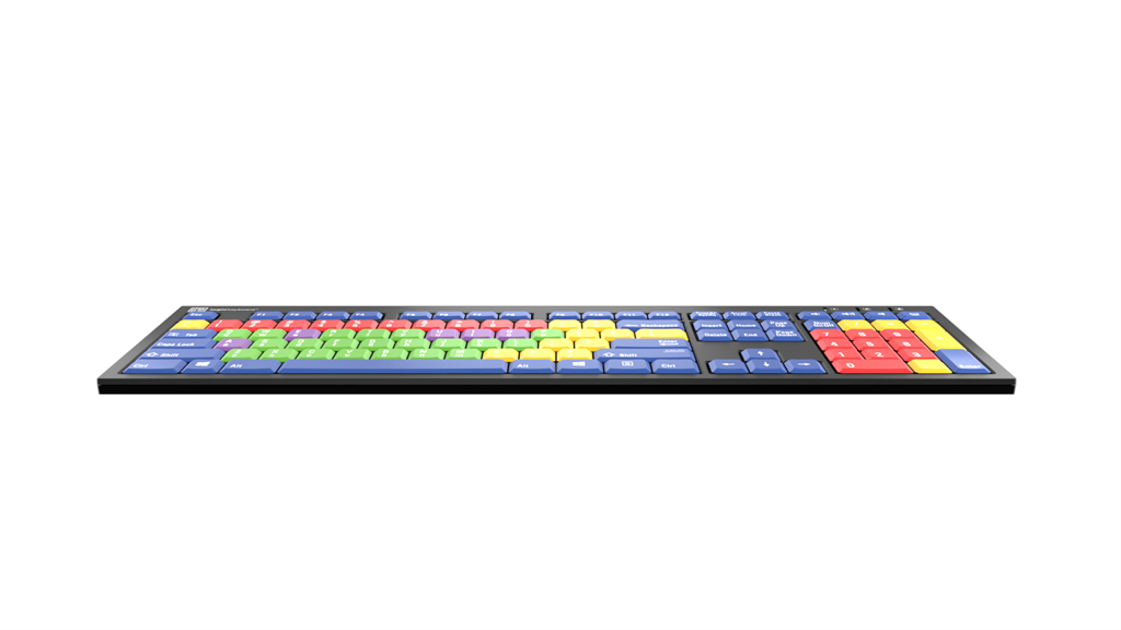 Front edge image of the LogicKkeyboard Nero Slimline Pedagogy Learning PC Keyboard.