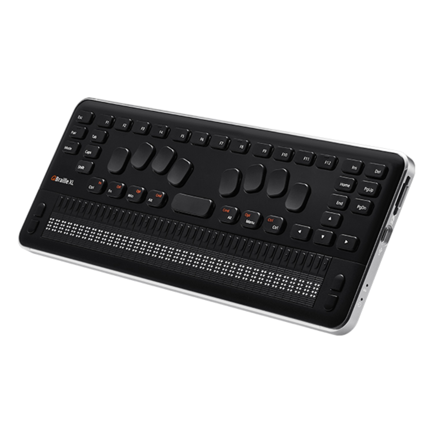 Image of the QBraille XL 40-cell braille display and keyboard from HIMS