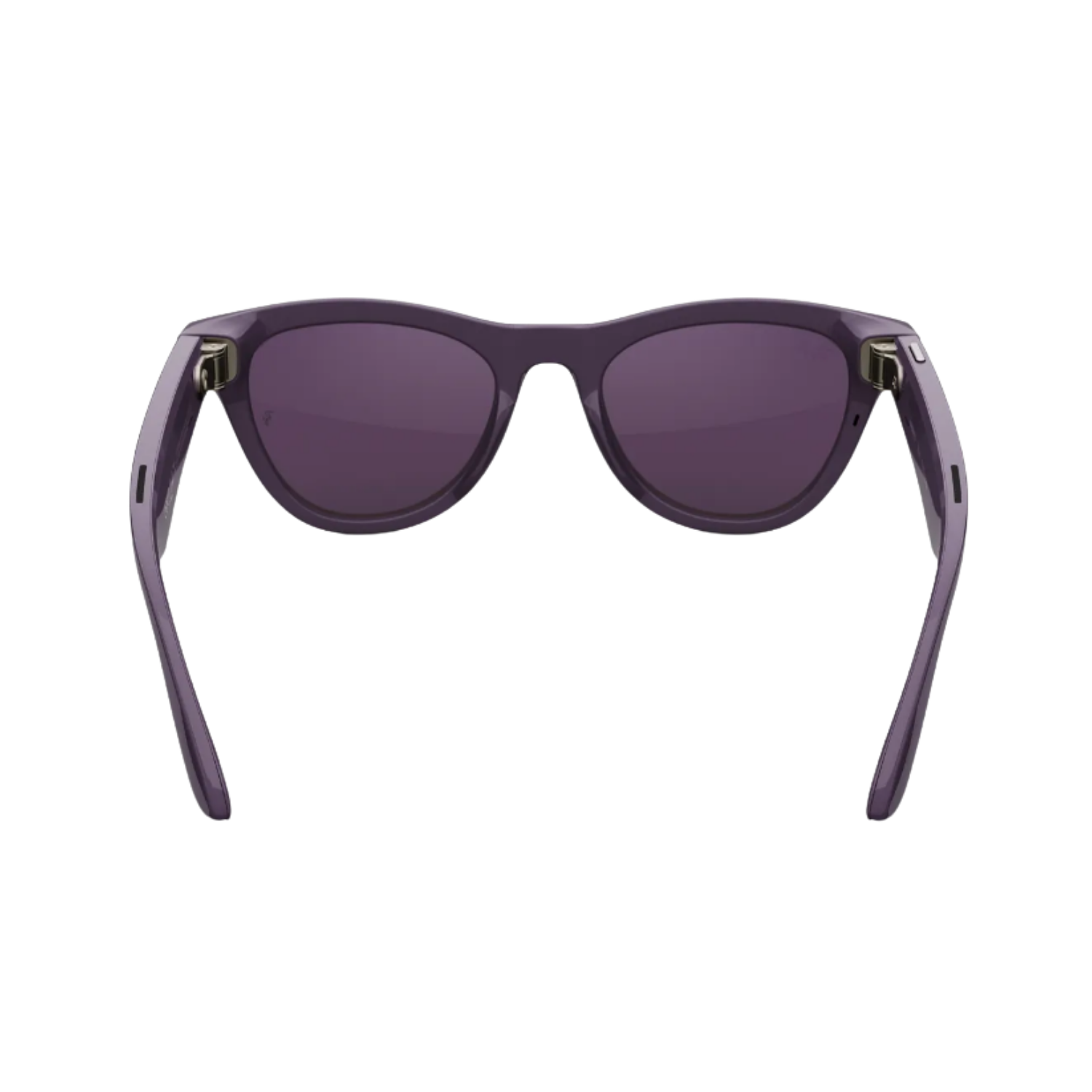 Violet Skyler Ray-Ban Meta glasses with amethyst lenses on a white background.