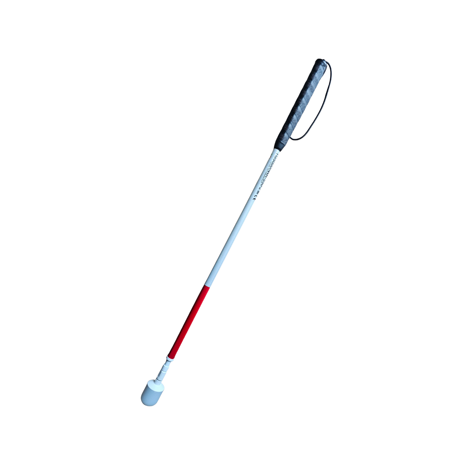 Telescoping cane with roller marshmallow tip.
