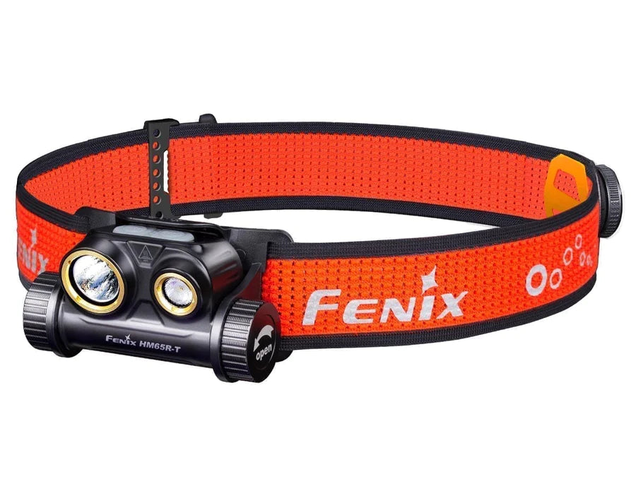 Image of the Fenix HM65R-T Rechargeable Headlamp with an orange band.