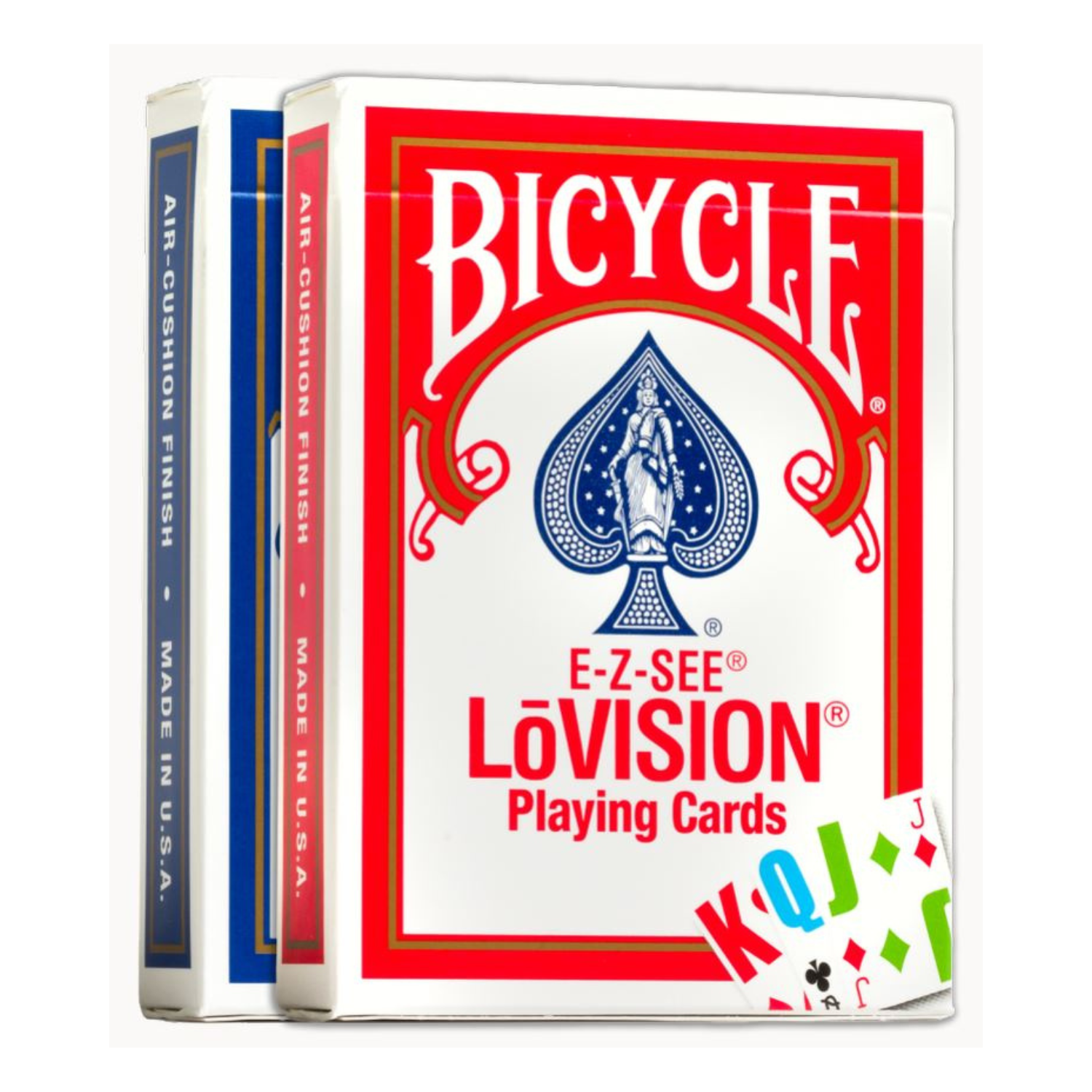 Image of two packs of Bicycle e-z-see lo-vision playing cards