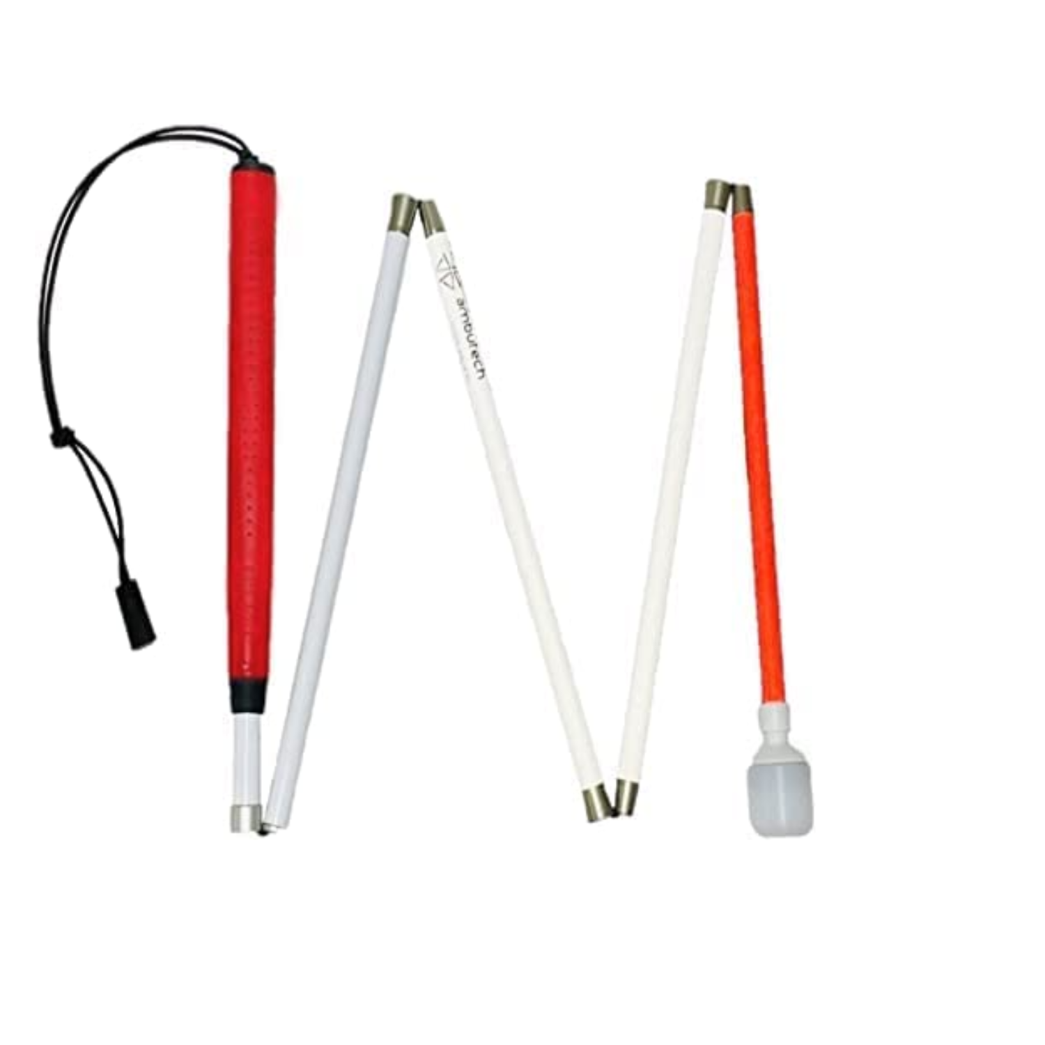 No-Jab Premium Folding White Cane with Roller Marshmallow Tip