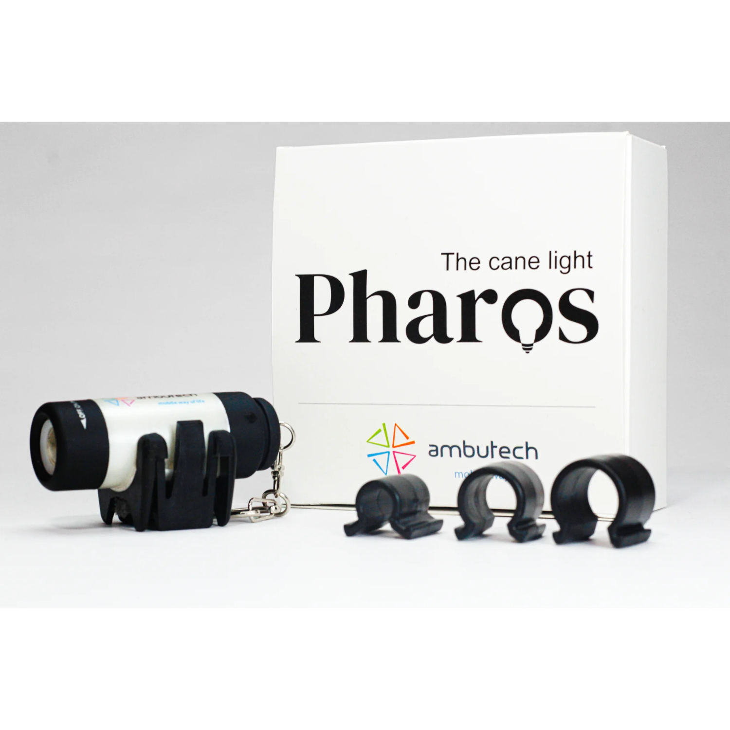 Image of Phanos Cane Light with mounting brackets from Ambutech