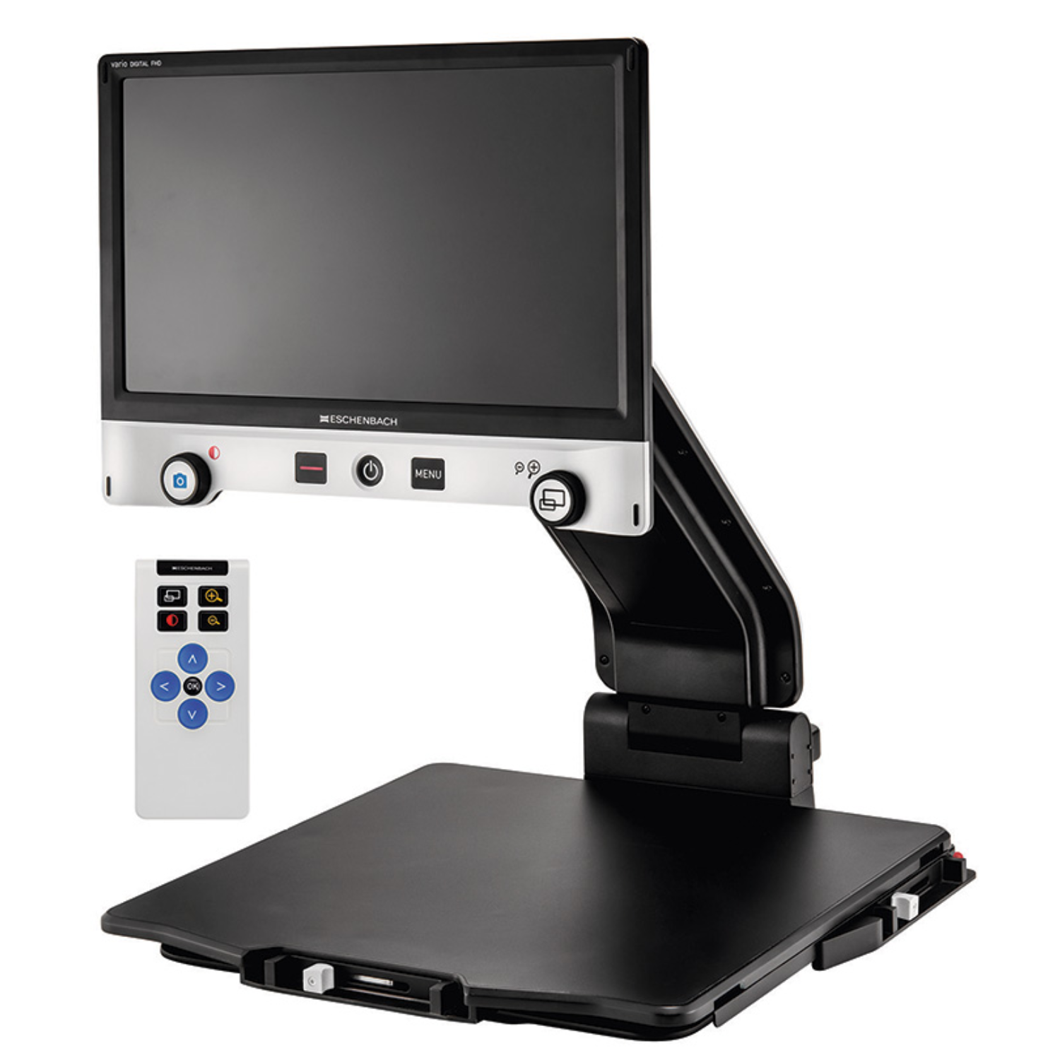 Image of the side of Vario Digital HD Advanced desktip video magnifier CCTV from Eschenbach Optik with optional XY Table and Battery Pack